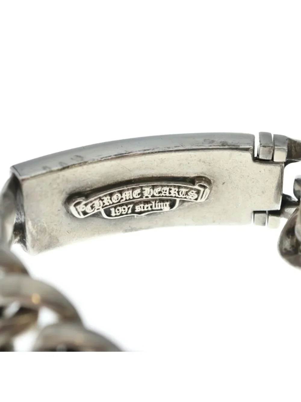 Chrome Hearts ID Floral Crs Cross ID Classic Link Bracelet Silver
